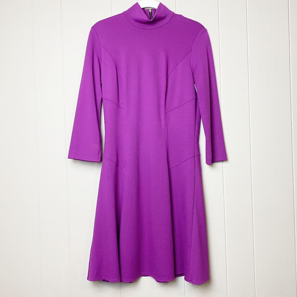 Amanda Uprichard mock neck ponte knit mini dress fuchsia magenta bright pink